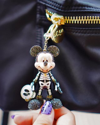 Baublebar Mickey Mouse Disney Glow-in-the-Dark Bag Charm - Glow-in-the-Dark Mickey Mouse Skeleton
