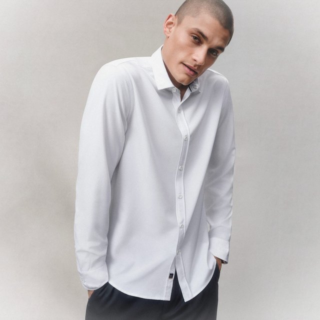 White Stretch Dress Shirt TEKFIT Collar Mobility | KC White Stretch Dress Shirt TEKFIT Collar Mobility | KC