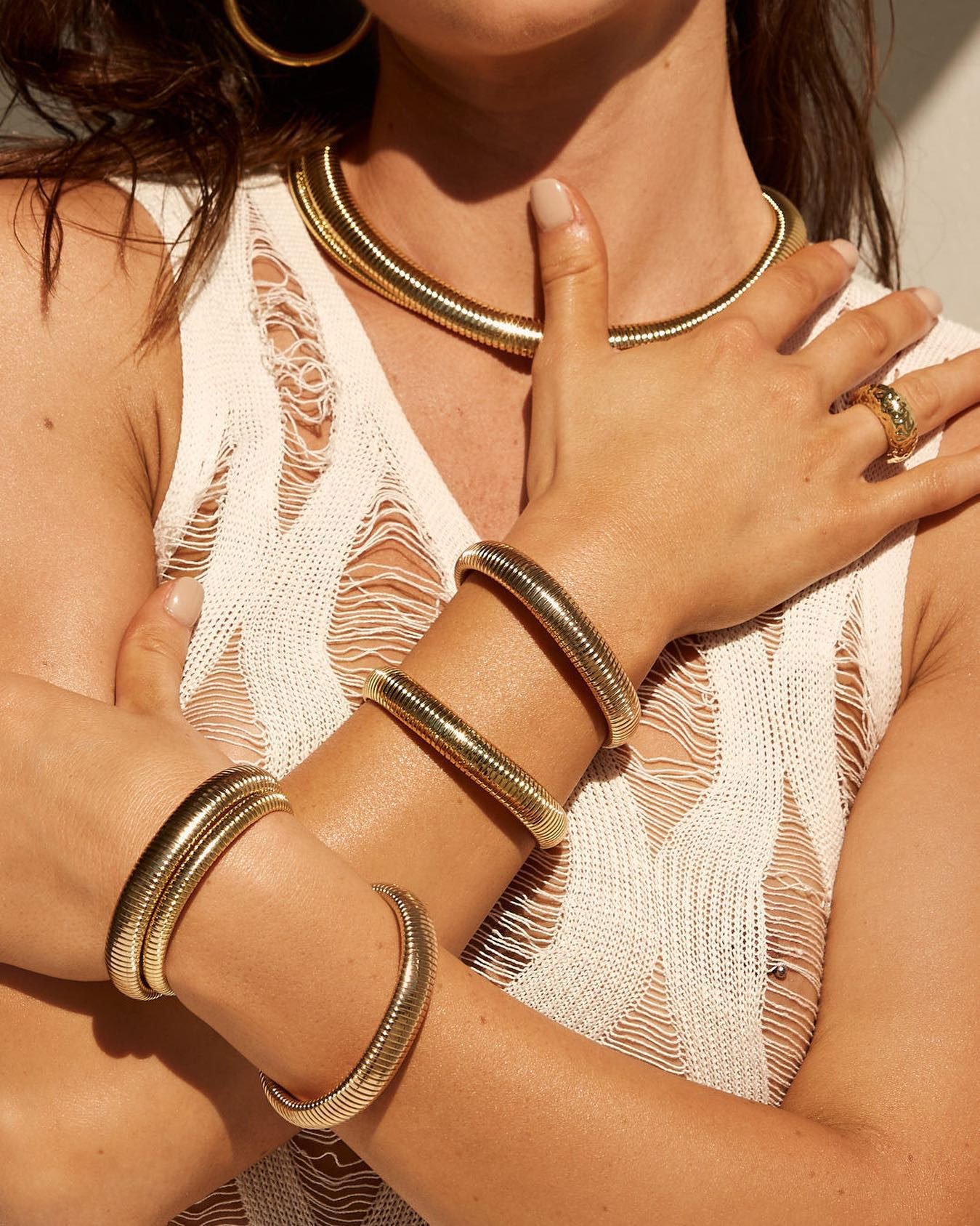 Mini Flex Snake Chain Bracelet- Gold | Luv Aj