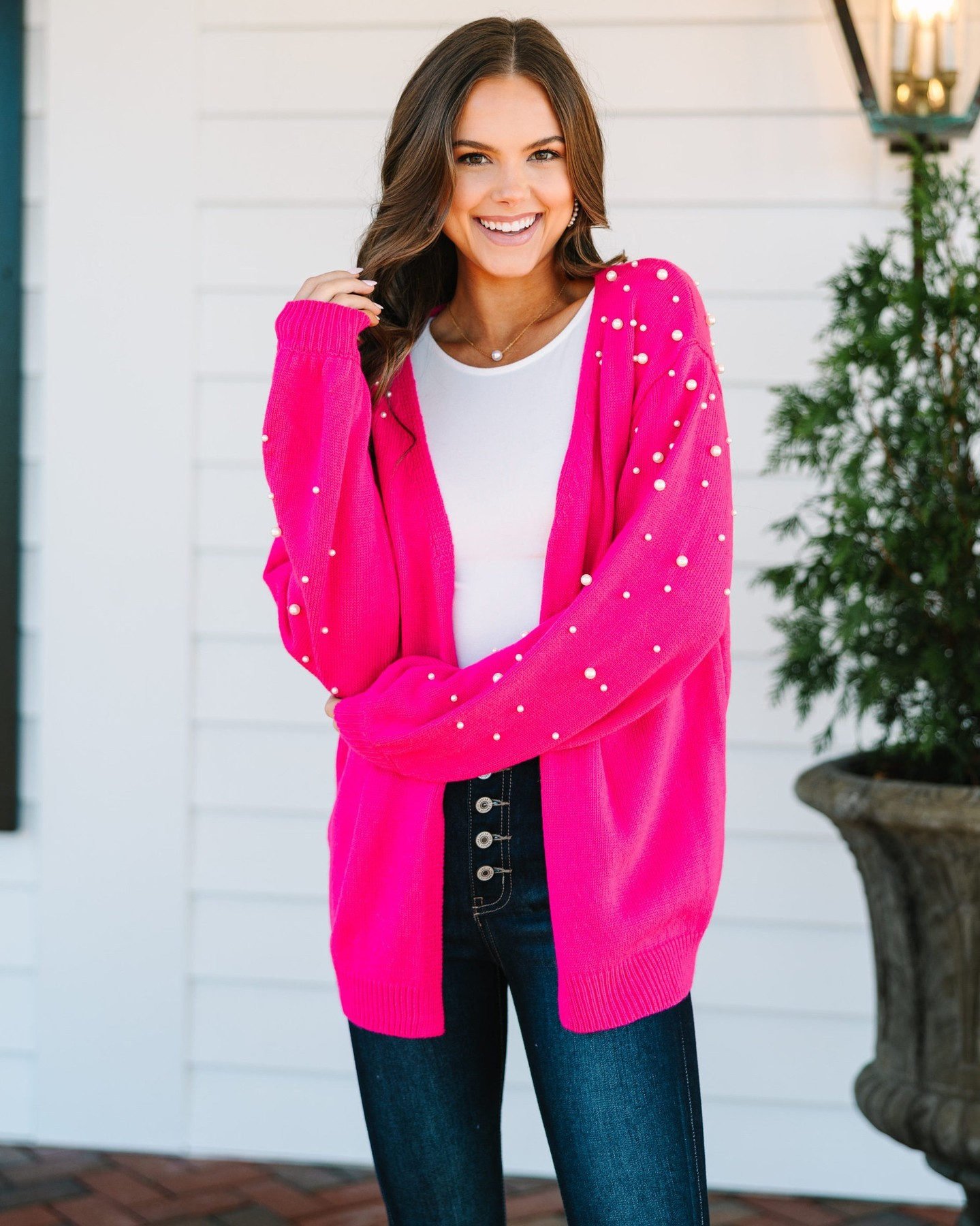 Get Going Fuchsia Pink Embellished Cardigan – Shop the Mint