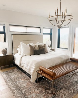 La Strizza 61" Saddle Leather Bench with Bolster Pillows by goop - image 10 of 14