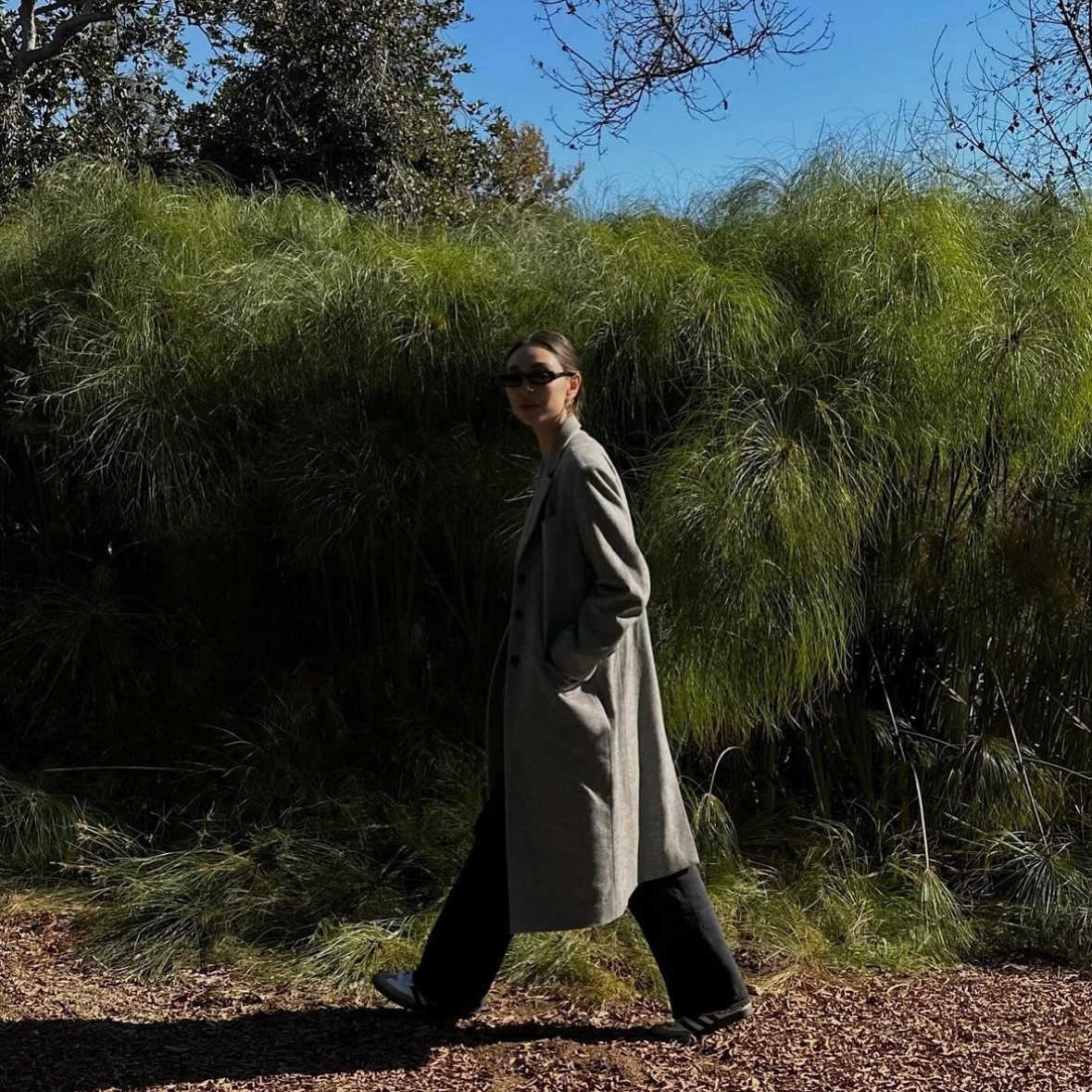 Almina Concept - Long Wool Cashmere Coat in Grey