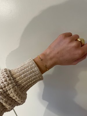 18K Gold Double Initial Custom Cuff Bracelet - Gold