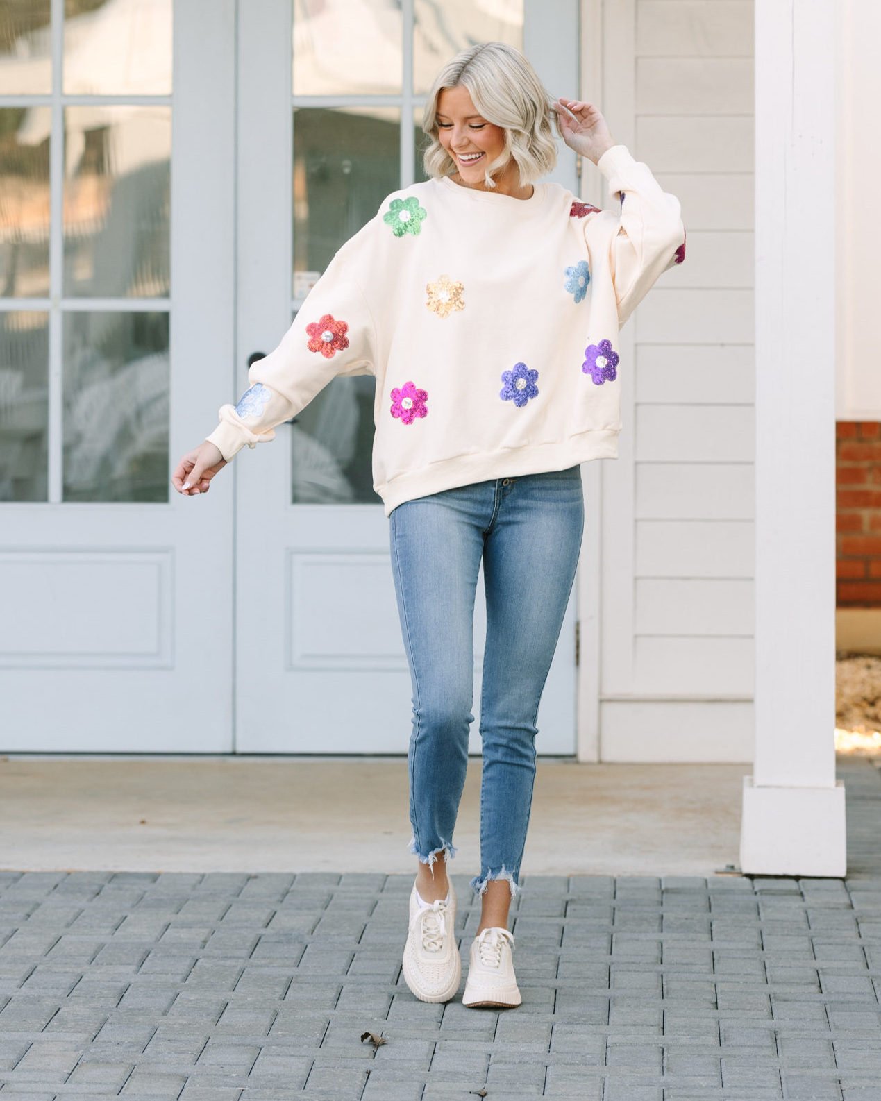 Just My Type Cream White Floral Sweatshirt – Shop the Mint