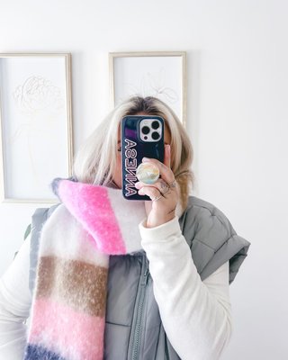 Fine Line Custom IPhone Case - Navy/Light Pink