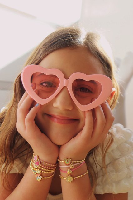 Kids' Cord Initial Bracelet Set - Pink