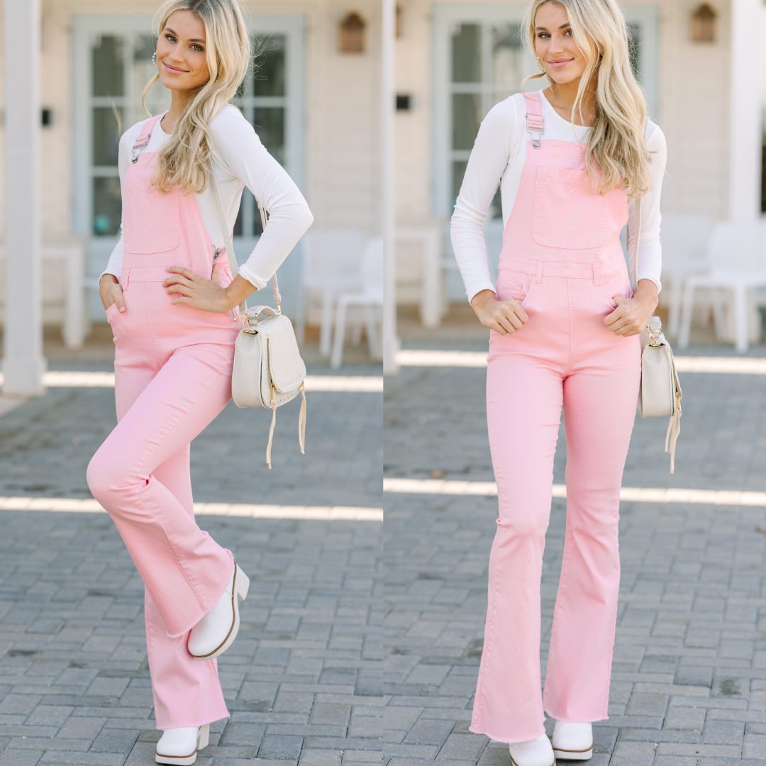 My Baby Loves Me Pink Flared Overalls – Shop the Mint