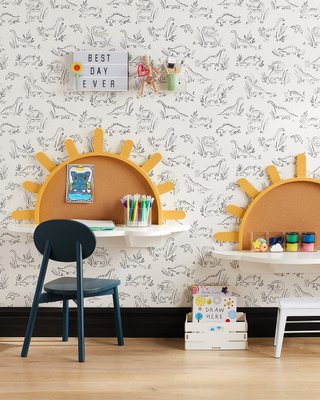 Chasing Paper Black and White Dinosaurs Kids Peel & Stick Removable Wallpaper 2'x8' - image 7 of 9