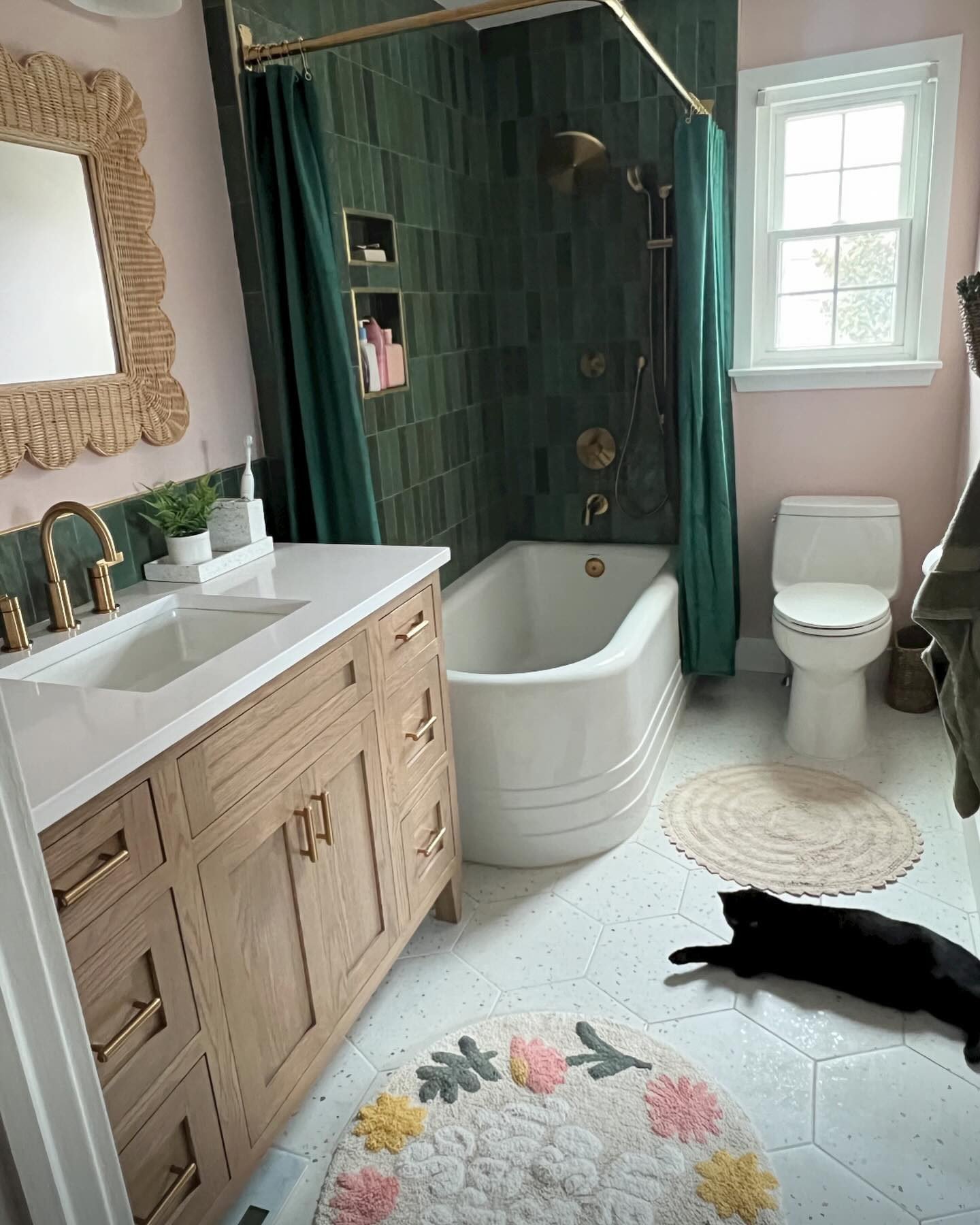 Round Ivory Floral Fresh & Clean Bath Mat - World Market