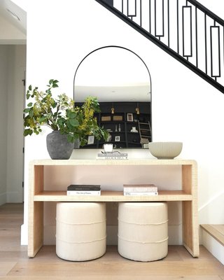 Meadow 56" Rectangular Natural Grasscloth Console Table with Shelf - image 6 of 7