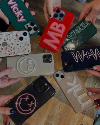 Fine Line Custom IPhone Case - Navy/Light Pink