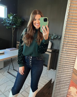 Don't Think Twice Emerald Green Sequin Sweater - Bold Sweaters – Shop the  Mint