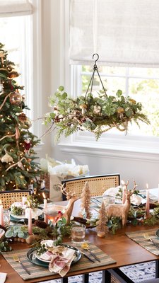 Christmas Tree Wood Bead Swag Garland Natural Wood Bead Garland