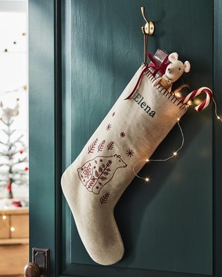 Scandi Heritage Bear Linen Kids Christmas Stocking - image 9 of 10