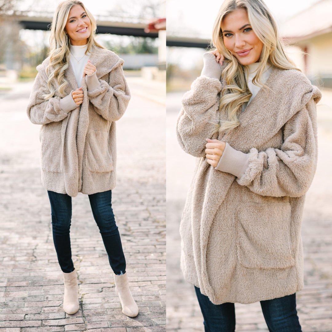 All An Act Taupe Brown Faux Fur Jacket – Shop the Mint