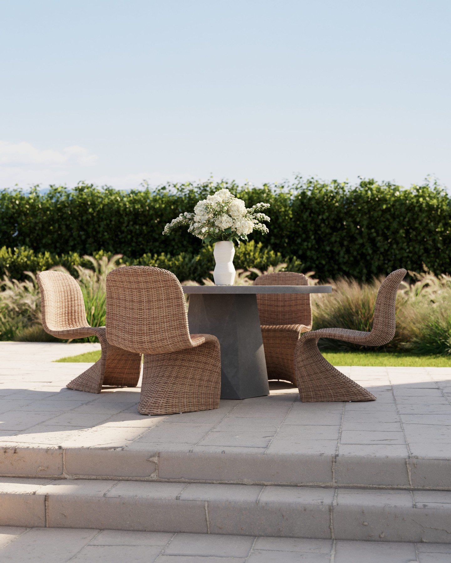 Ivanna Modern Classic Brown Woven Wicker Outdoor Dining Side Chair