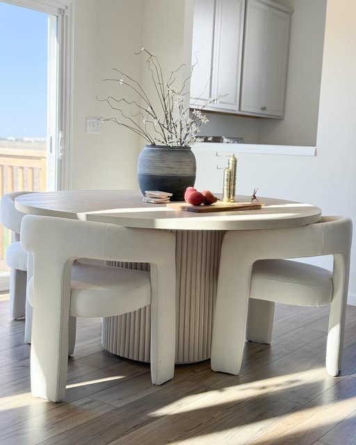 Rutherford Round Dining Table, White Wash