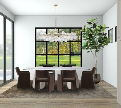 Stone 47" Round White Concrete Dining Table with Glass Top - image 10 of 11