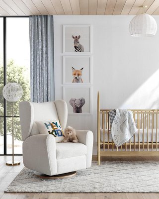 Seesaw Cream Boucle Electronic Swivel Glider Power Recliner Nursery Chair with Natural Wood Base - image 12 of 15