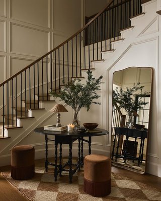 Briars Brown Suede Border Mantel Mirror by Jake Arnold 41" - image 8 of 9