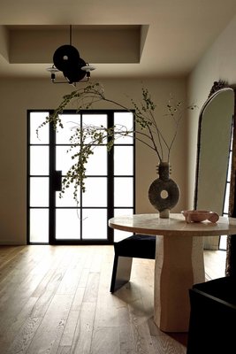 Contemplation 41.5" Round White Travertine and Concrete Entryway Table by Athena Calderone - image 8 of 10