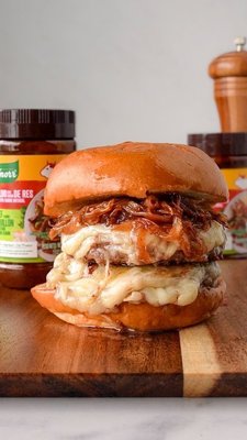 You need to try this French onion soup burger using Knorr Beef Flavor Bouillon. The beef bouillon adds so much flavor to the burger! It's a
MUST! #KnorrPartner

I added the Knorr Beef Flavor Bouillon to both my onions and burgers and it added so much amazing flavor. If you love French onion soup, you'll love this burger. #KnorrTasteCombos