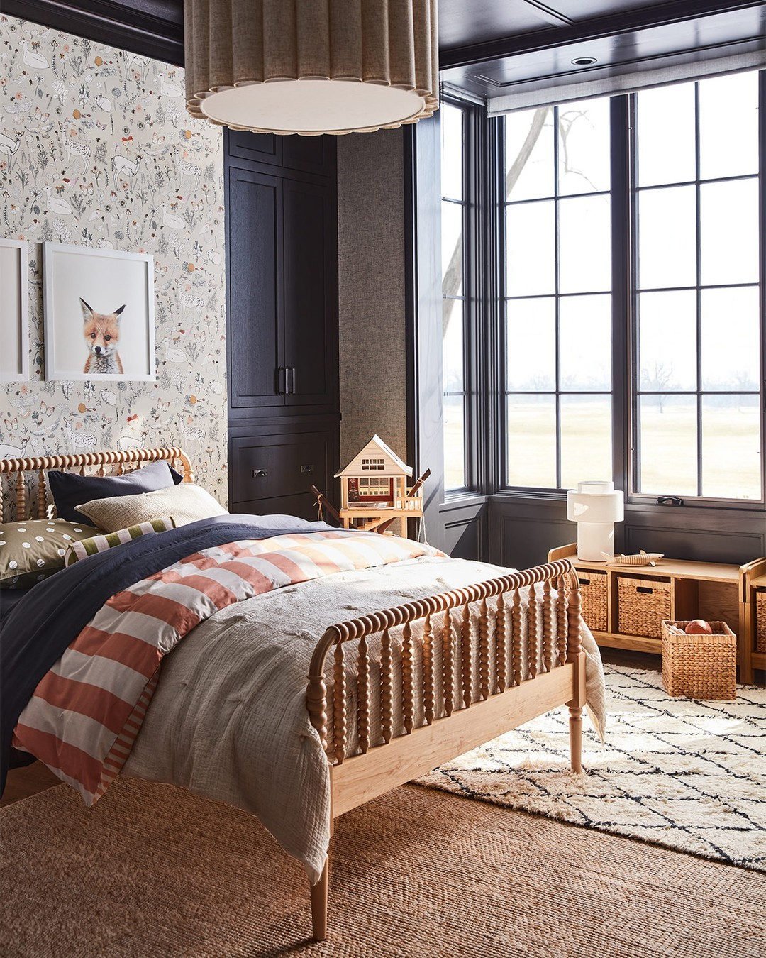 Riviera Slate Blue and Oatmeal Reversible Stripe 100% Organic