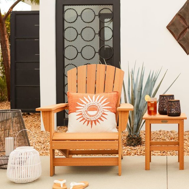 Patio Designs Bright Yellow Plastic Adirondack Chairs All Weather