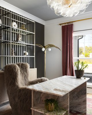 Bozzi Taupe Mongolian Sheepskin Accent Chair - image 15 of 16