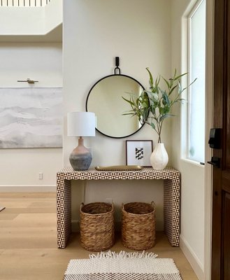 Intarsia Rectangular Mosaic Teak Wood 50" Console Table - image 13 of 17