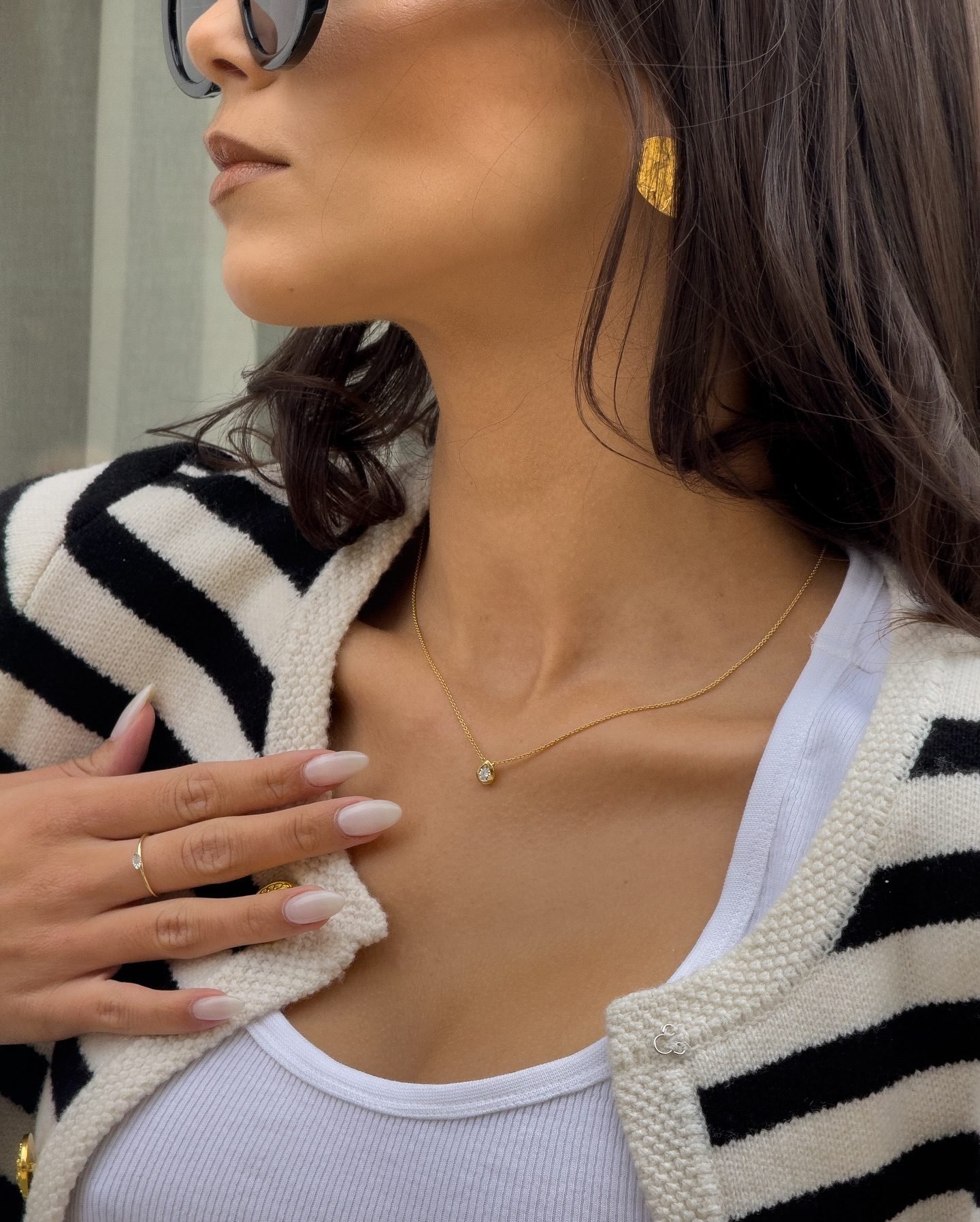 Pear Diamond Chain Necklace in Sterling Silver and Lab Grown