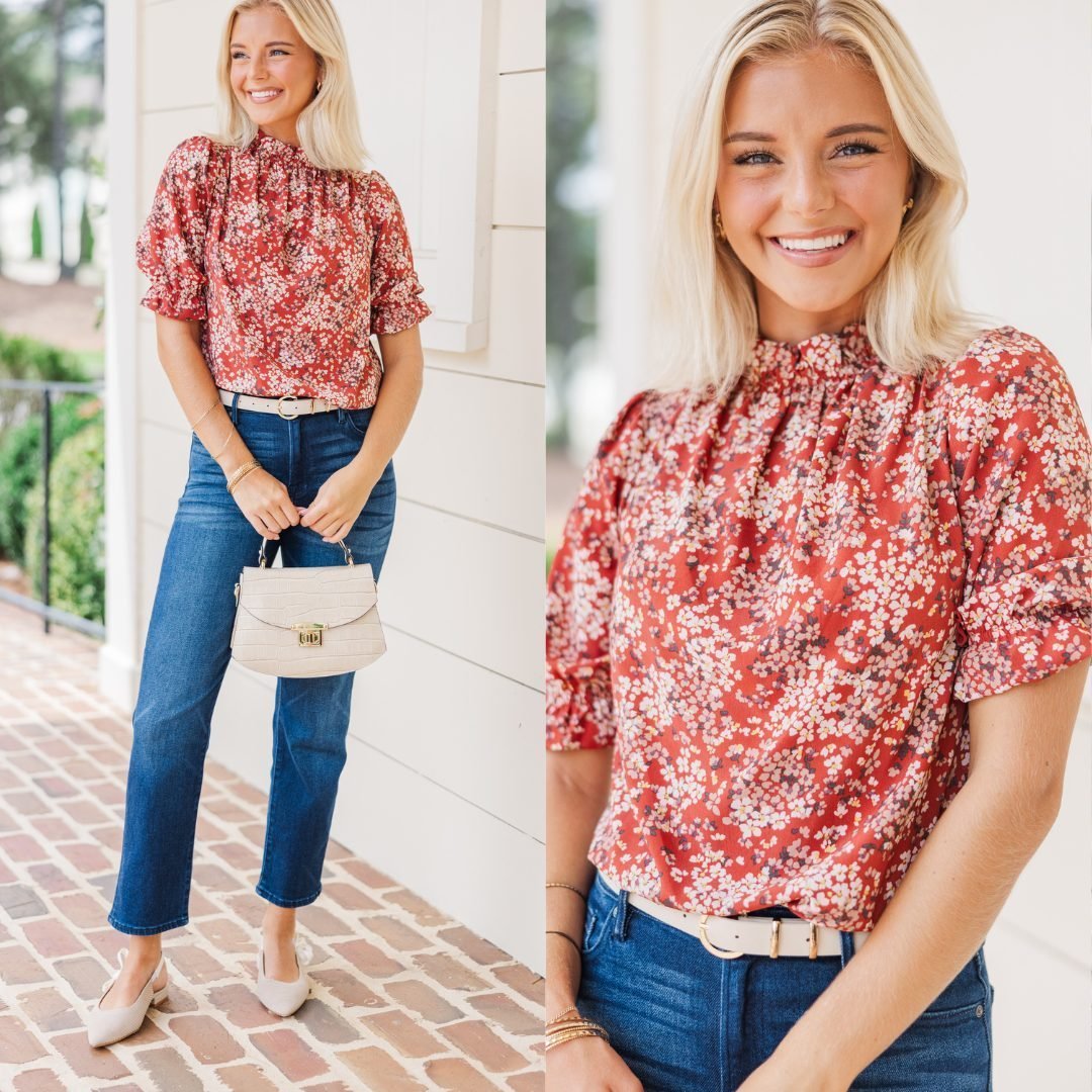 This Is The Time Marsala Red Ditsy Floral Blouse – Shop the Mint