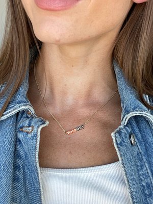 WEAR By Erin Andrews x BaubleBar Cincinnati Bengals Enamel Slogan Necklace - Cincinnati Bengals