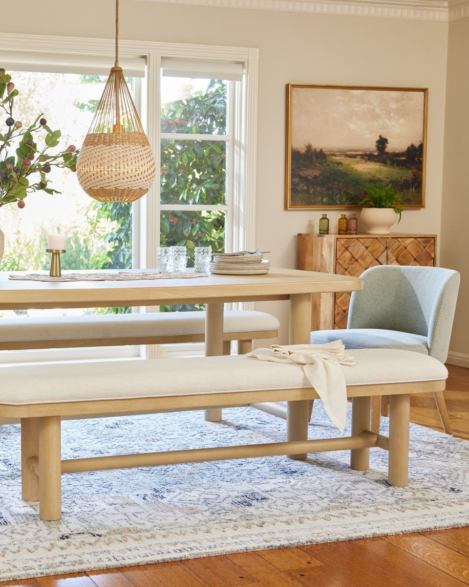 Marin Rounded Wood Pillar Leg Upholstered Dining Bench World Market