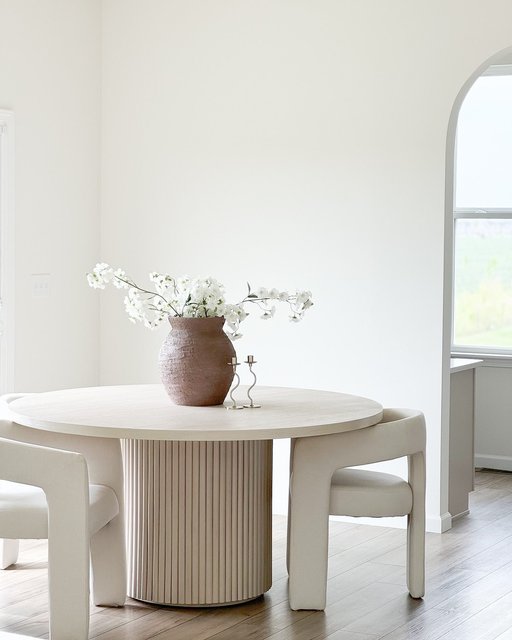 Rutherford Round Dining Table, White Wash