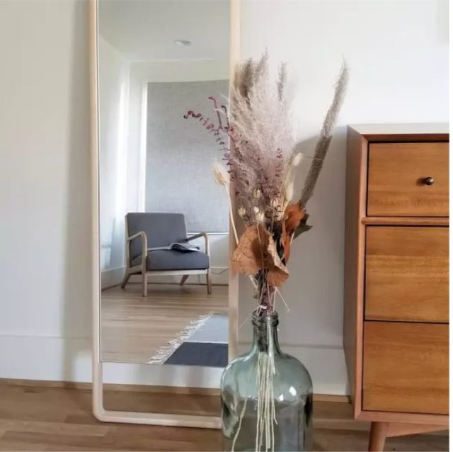 Hinoki Wood Floor Mirror | Minimalist Wood Standing Mirror   – The Citizenry