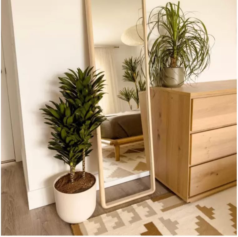 Hinoki Wood Floor Mirror | Minimalist Wood Standing Mirror – The