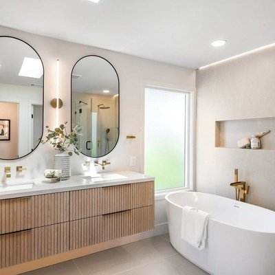 Batten 30" White Marble Top and Oak Wood Single Sink Floating Vanity - image 18 of 19