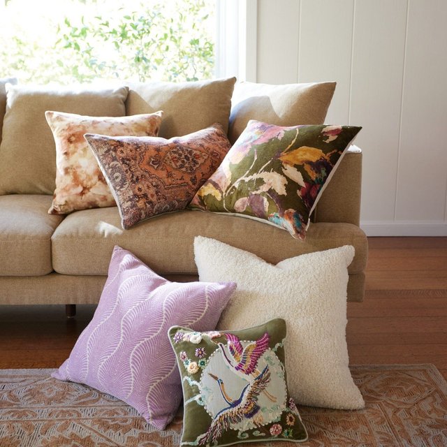 Multicolor Velvet Watercolor Floral Print Throw Pillow World Market