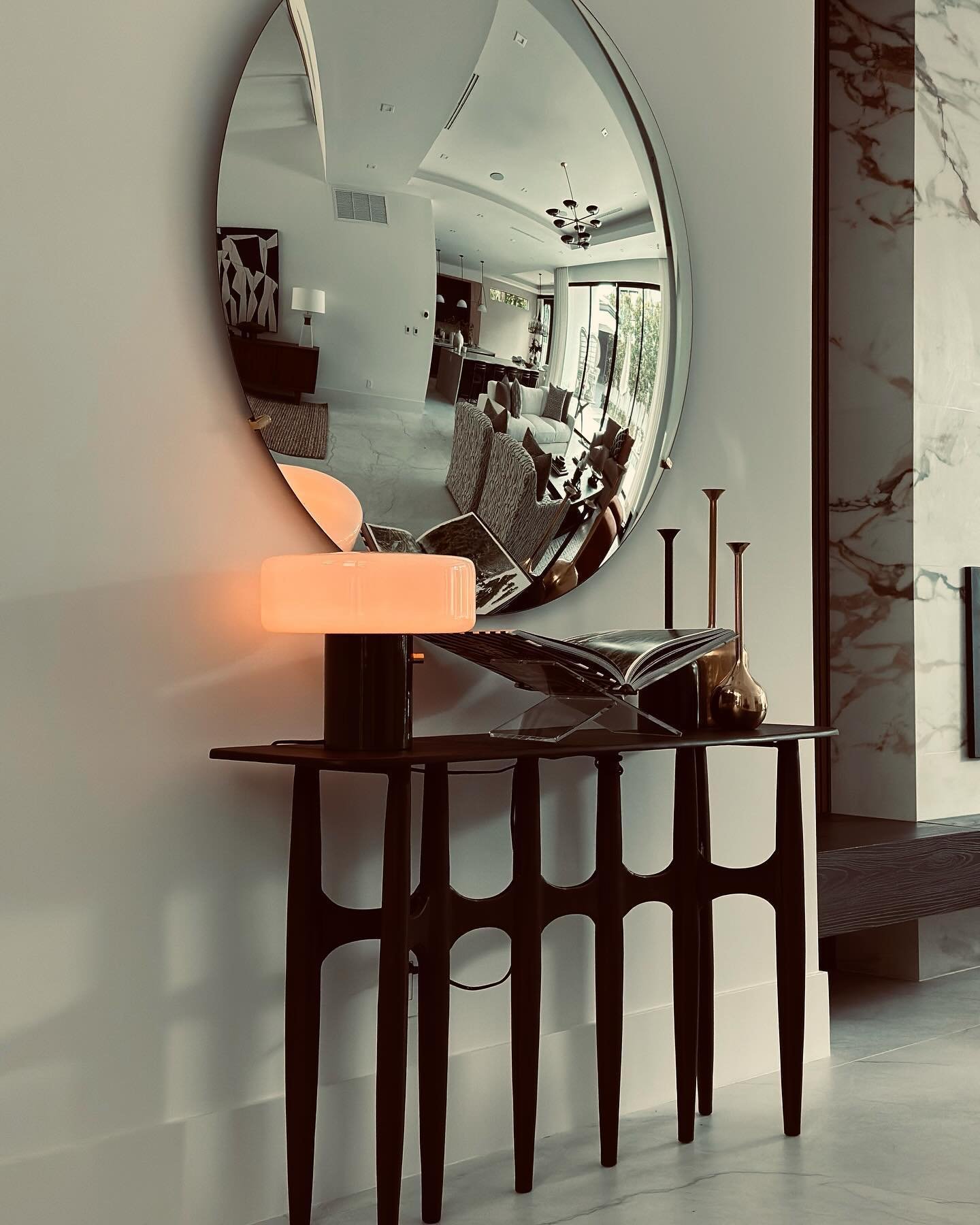 Pill High Gloss Oxblood Red Iron Table Lamp with Glass Shade by