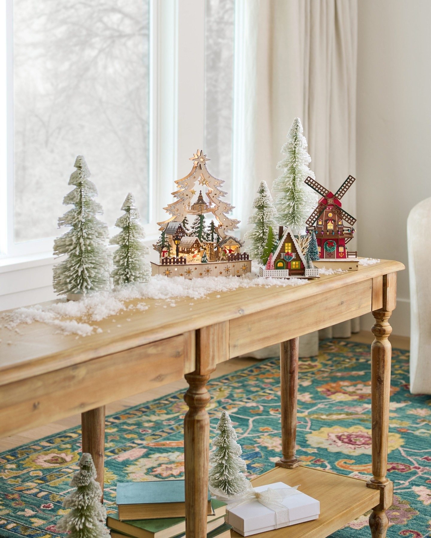 Laser Cut Wood Holiday Windmill LED Light Up Decor - World Market