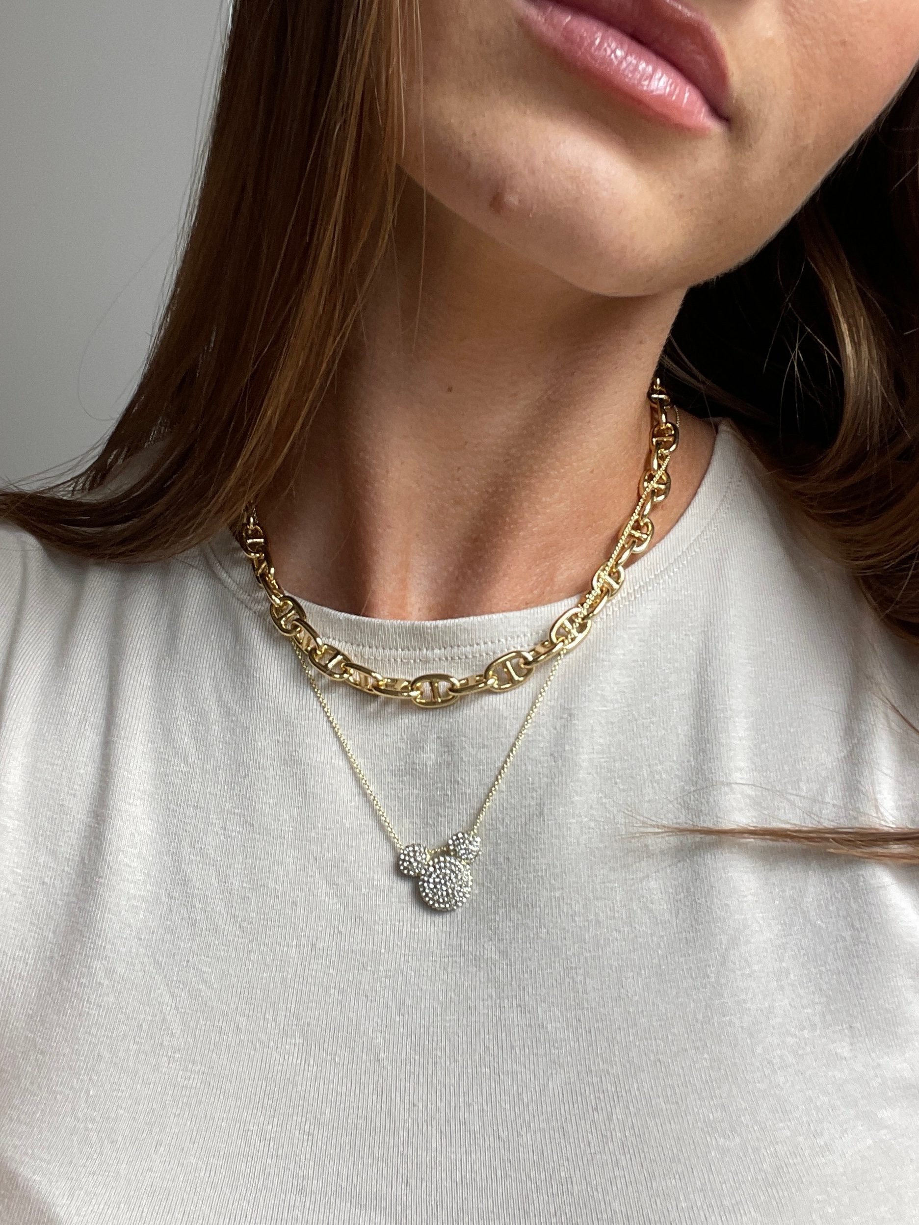 Mickey Mouse Disney Pavé Pendant Necklace - Gold/Pavé