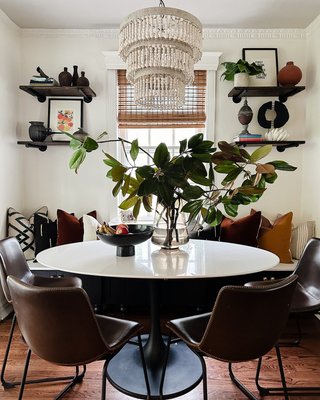 Nero 48" Round White Marble Dining Table with Brass Base - image 15 of 17