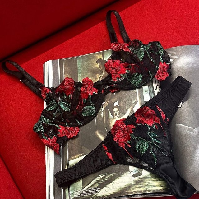 You're not seeing things: it's our Vampire Rose Embroidery set, with vintage-inspired dripping rose embroidery all over, baby 🌹
