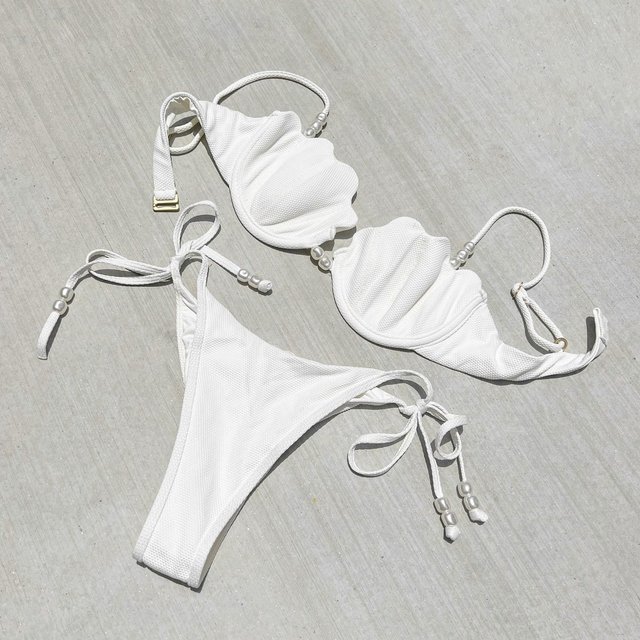 LSPACE X Anthropologie Sunrise Shell Bikini Top - Cream