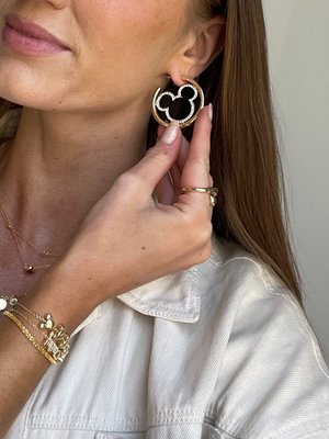 Mickey Mouse Disney Pavé Hoop Earrings - Gold/Pavé