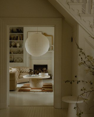 Willy Faux Travertine Resin 44" Round Pedestal Coffee Table by Leanne Ford - image 10 of 12