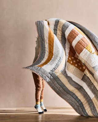 Gee's Bend Amir Amor Blue Patchwork Organic Cotton Kids Pillow Sham - image 6 of 7