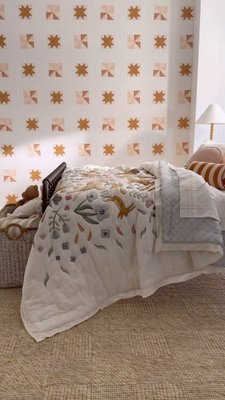 Play Wonderland Prairie Embroidered Cotton Voile Kids Twin Quilt - video 0 of 0