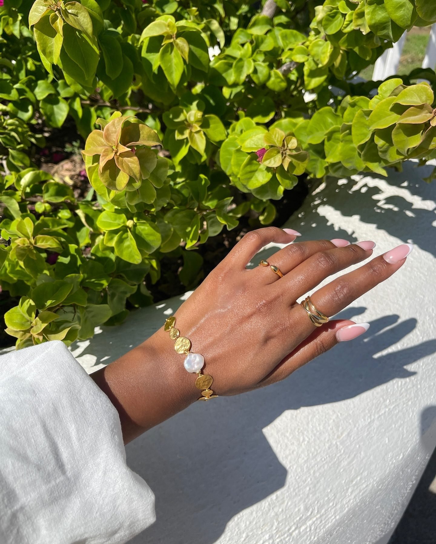 Capri Keshi Pearl Disc Bracelet in 18k Gold Vermeil on Sterling